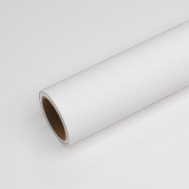 Imagem de VEELIKE Papel de parede branco fosco para contato branco à prova d'água para armários, paredes de mesa, bancadas, 40 x 900 cm, papel de parede sólido autoadesivo removível para quarto e sala de estar