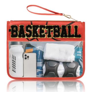 Imagem de Bolsas de presente de beisebol, bolas de beisebol, presentes de equipe, transparente, chenille, letra, zíper, bolsa, acessórios, material esportivo, portátil, Basquete, Medium, Esportes
