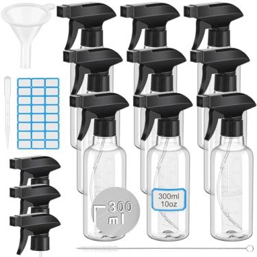 Imagem de LOYIM 9 frascos de spray de plástico de 300 ml a granel para plantas, frasco de spray pequeno, pulverizador de água de névoa fina com bico ajustável e atualizado, recipiente vazio recarregável para