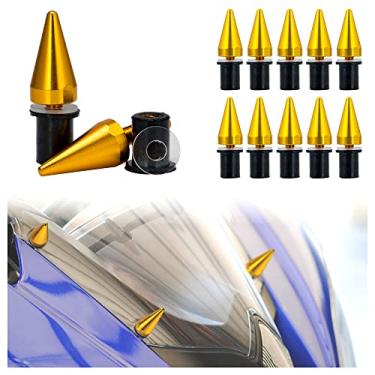 Imagem de Rolling Gears Conjunto de parafusos de carenagem de 10 peças de alumínio para motocicleta, ajuste universal, parafusos de para-brisa anodizados M5 x 15 mm com arruelas, porcas de borracha douradas