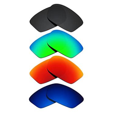 Imagem de Alphax 4 pares de lentes polarizadas de substituição para óculos de sol Oakley Chainlink OO9247 - preto + verde + vermelho + água profunda