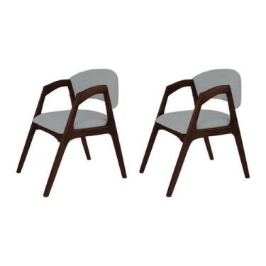 Imagem de Conjunto com 2 Cadeiras de Jantar Estofada Gabriela em Madeira e Mdf C