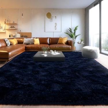 Imagem de Tapetes de área para sala de estar, tapetes macios e felpudos para sala de estar, tapetes felpudos para quarto infantil, decoração perfeita para casa moderna, azul marinho, 20 x 3 metros