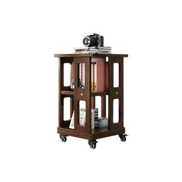 Imagem de AKALNNB Estante rotativa de madeira maciça – torre de estante de chão, estante de livros com visor 360, para estante de livros de canto para adultos e adultos, para sala de estudo, sala de estar