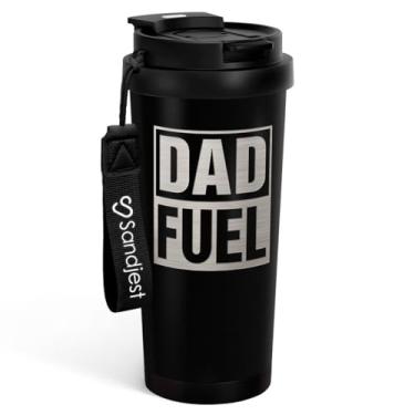 Imagem de Copo de combustível Dad da Daughter Son - Copo de café com tampa 2 em 1 de aço inoxidável, 510 g, caneca de viagem isolada, presente para homens, marido, aniversário, Natal, Dia dos Pais
