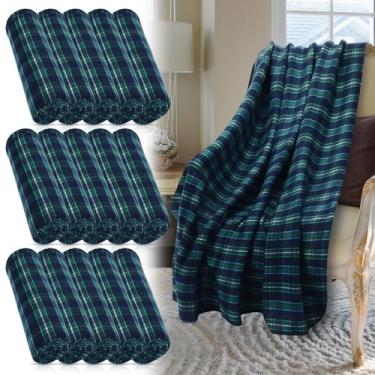 Imagem de Buryeah 15 mantas xadrez verde e preto a granel 152 x 127 cm, manta xadrez de búfalo, macio, leve, quente, para sofá, cadeira, cama, escritório, casa, viagens ao ar livre