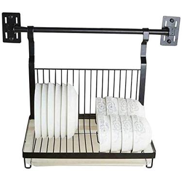 Imagem de Escorredor de louça dobrável montado na parede de aço inoxidável para cozinha grande escorredor de pratos com bandeja coletora, prato de cozinha, escorredores de louça, suporte de armazenamento