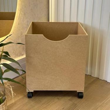 Imagem de Caixa Organizadora de Brinquedos em MDF 6mm - Bau de Brinquedos Infantil 35x34x34cm para Organização Versátil (Cru coração)