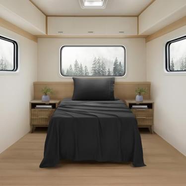 Imagem de Lençóis de acampamento tamanho solteiro – Conjunto de lençóis de colchão de ar externo – Alças de canto embutidas para uso em colchão de ar e acampamento – Projetado para camas infláveis e festas do