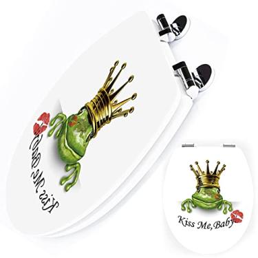 Imagem de Assento sanitário universal macio fechamento rápido tampa de vaso sanitário com dobradiças ajustáveis de aço inoxidável, assentos de vaso sanitário de forma oval padrão ideal