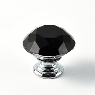 Imagem de IQUALITE 12 peças de vidro cristal em forma de diamante 30 mm puxador de gaveta Usd para armário, gaveta (preto)