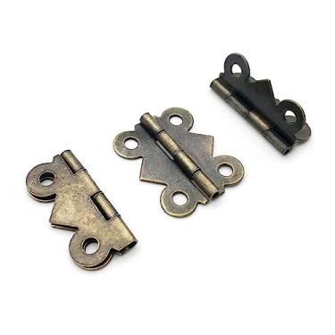 Imagem de 12 peças de ferro pequeno formato grande bronze dourado caixa de presente caixa de música de madeira caixa de vinho dobradiça de porta de armário (bronze grande)