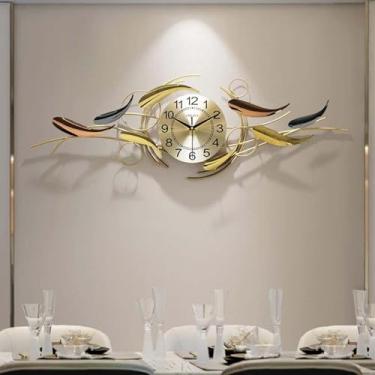 Imagem de WYUYIWH Relógio de parede arte moderna relógio de parede decorativo peixe - grande metal silencioso design de arte sem tique-taque para cozinha, sala de estar, quarto, banheiro, escritório, decoração