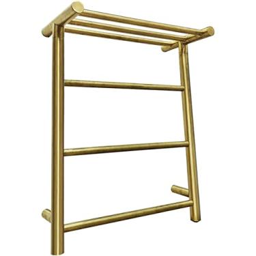 Imagem de Toalheiro elétrico de aquecimento central, toalheiro aquecido de aço inoxidável 304/com fio (fio dourado)