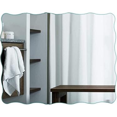 Imagem de Espelho de banheiro montado na parede, espelho de parede quadrado, espelho de banheiro sem moldura, espelho decorativo de alta definição, para sala de estar, quarto, espelho de decoração de parede de