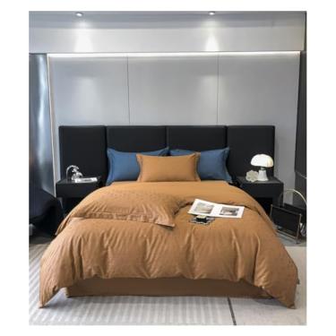 Imagem de Jogo de lençol Queen King com elástico azul escuro abstrato 100% algodão jacquard (marrom Queen)