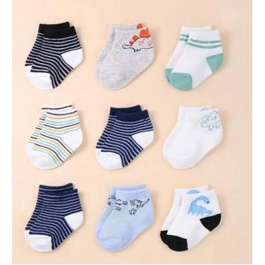 Imagem de Kit 12 Pares De Meias MENINO Recém-Nascidos Algodão - Loppas, 19-22