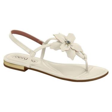 Imagem de Sandália Feminina Beira Rio Rasteira Flor Conforto Casual Dia a Dia -,