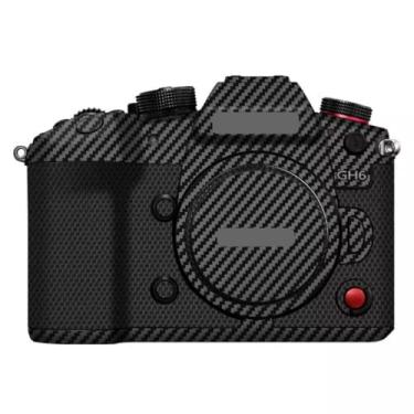 Imagem de GH6 Adesivo de capa de câmera antiarranhões para Panasonic Lumix GH6 protetor de película de vinil para decoração protetora (fibra de carbono preta)
