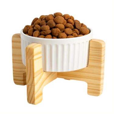 Imagem de Comedouro Ergonômico Elevado para Cães e Gatos, Porcelana 320ml, Base Antiderrapante e Fácil de Limpar(Branco)