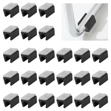 Imagem de UFURMATE 24 peças de almofadas de cadeira de plástico de 13 mm protetores de chão de perna de cadeira com almofadas de feltro protetores de pés de móveis em forma de U antiderrapantes tampas tubulares
