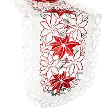 Imagem de Cachecol de mesa de trabalho com corte de 35,5 x 137 cm da Poinsettia bordado para Natal