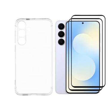 Imagem de Compativel com Samsung Galaxy S25 FE - 1 Capinha Capa Case Anti impacto Queda + 2 Peliculas de Vidro 3d Cobre Toda a Tela