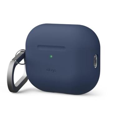 Imagem de elago Capa compatível com AirPods Pro 3 – Capa de silicone premium com mosquetão, suporta carregamento sem fio, resistente a choques, proteção total, acessórios de fone de ouvido (Jean Indigo)