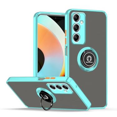 Imagem de Anlalish Compatível com capa translúcida para Samsung Galaxy A55 5G com suporte giratório de 360°, capa para celular Samsung A55 5G magnética fosca à prova de choque protetora (azul)