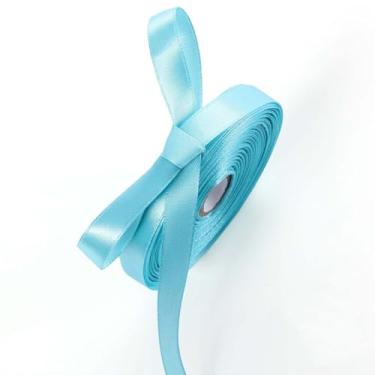 Imagem de Fita de cetim azul aqua de 1,27 cm x 50 m para embrulho de presente e decoração, projetos de artesanato, acessórios de moda, buquê de flores, fazer laços