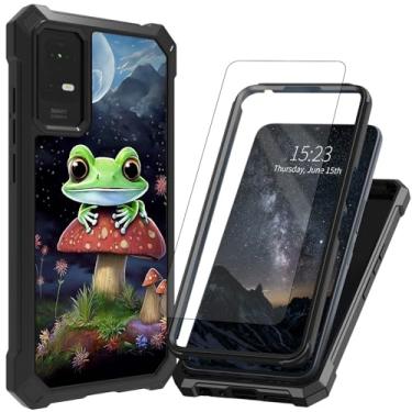 Imagem de ACWDMKH Capa para celular TCL ION V/TCL ION X/40Z T607DL com protetor de tela de vidro temperado, estrutura de camada dupla, proteção à prova de choque de TPU de canto, sapo fofo