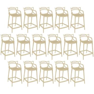Imagem de Kit 16 Banquetas Média Allegra 66cm Design Cozinha/bancada - Nude