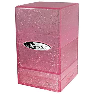 Imagem de Ultra Pro - Caixa de baralho acetinado Torre com mais de 100 cartas (rosa purpurina) – Proteja seus cartões de jogo, cartas esportivas ou cartas colecionáveis em elegante caixa de baralho com glitter, perfeita para viagens seguras