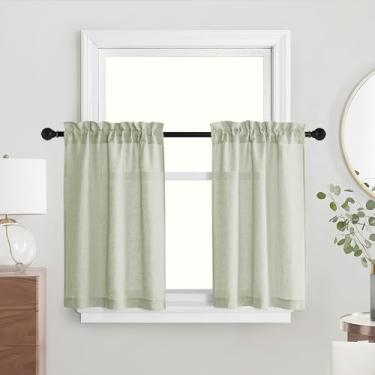 Imagem de Cortinas de café 61 cm de comprimento para casa de fazenda, cozinha, campo, cortinas de janela pequena, rústica, com bolso para varão, filtragem de luz para lavanderia, lavatório, banheiro, trailer, 2