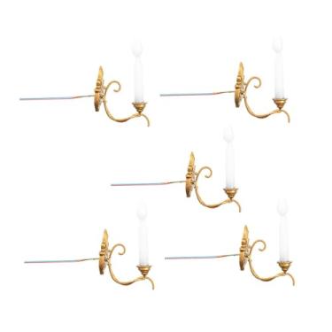 Imagem de menolana Conjunto de 5 luminárias de parede em escala 1:87 para jardim e paisagismo, ideais para projetos DIY em escala HO. Luminárias de rua em miniatura com, Ouro