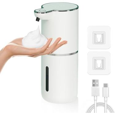 Imagem de Dispenser Automático de Sabão，Espumoso Sem Toque de 350ml,Recarregável por USB, Dispenser Elétrico Montado na Parede, Bomba de Espuma Ajustável em 4 Níveis para Cozinha e Banheiro
