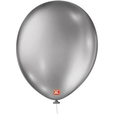 Imagem de Balão 16" Liso Metalizado Prata Pacote com 10 Unidades - Sao Roque