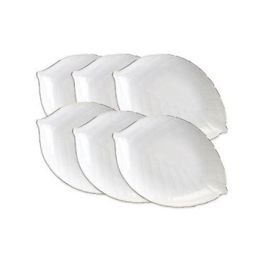 Imagem de Jogo De 6 Pratos Fundos Ceres Em Vidro Opalino Gold Rim 25,4 Cm - Lher