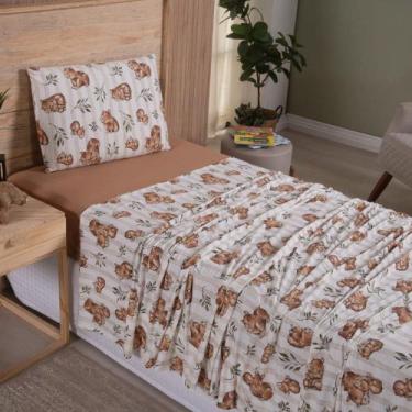 Imagem de Jogo de Cama Lençol em Malha Solteiro Capivara 3 Peças - Rosa - 100% A