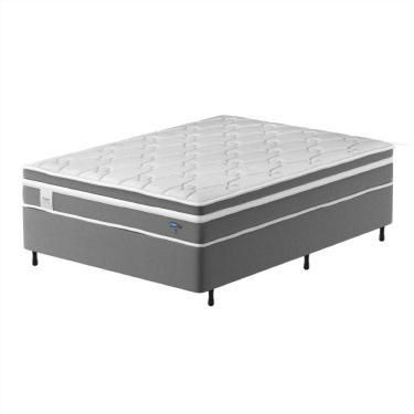 Imagem de Cama Box Colchão Casal Molas Ensacadas Euro In Up 138x188x64cm Cinza / Branco Probel Cinza / Branco