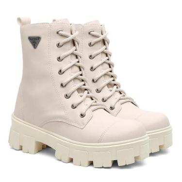 Imagem de Coturno Feminino Salto Baixo Tratorado Cano Curto Zíper - Valentina K,