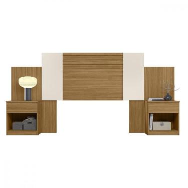 Imagem de Cabeceira Araguaia Com Mesa De Cabeceira E 2 Gavetas Freijo