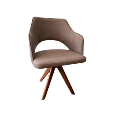 Imagem de Cadeira De Jantar Zara Giratória Revestida Em Tecido Linho Bege Rosado Cor Fúcsia Escuro