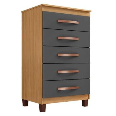 Imagem de Cômoda Cannes 5 Gavetas - Incorplac Cor Carvalho Americano/grafite