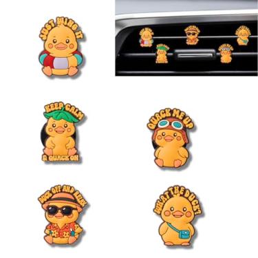 Imagem de Clipes de ventilação para purificadores de ar de carro de pato, acessórios de carro de pato com iluminação engraçada, purificadores de carros de patos recarregáveis para mulheres, presentes de patos