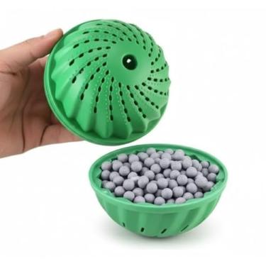 Imagem de Bola de Lavagem Ecológica Verde, Esfera de Limpeza Reutilizável com Minerais, Acessório para Máquina de Lavar Roupas