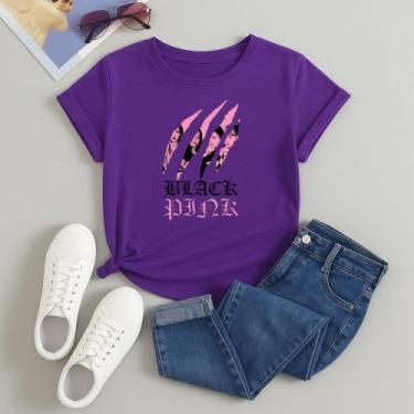 Imagem de Camiseta 100% Algodão Estampa Blackpink Garras 611 Look Outfit Malha C