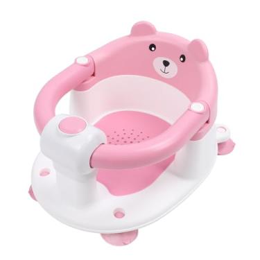 Imagem de Fafeicy Cadeira de Banho Infantil Assento de Banho para Bebês, Assento de Banho para Crianças Com Base Antiderrapante Ergonômico para Banho de Recém-nascidos, 12,4 X 15,94 Polegadas, (Rosa)