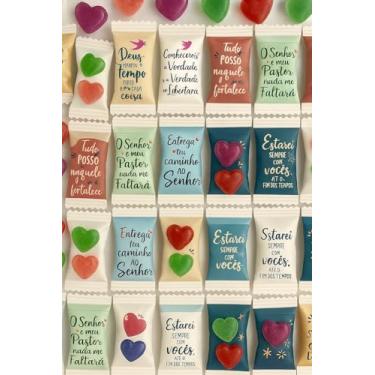 Imagem de Balas Religiosas com Versículos Bíblicos, 102 Unidades, Multicolorido, Embalagens Decorativas com Mensagens Inspiradoras, Lembrancinhas para Eventos Cristãos