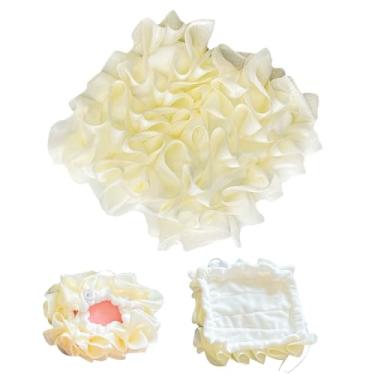 Imagem de Loofah Bolsa de sabão em barra de toalha, bolsa 2 em 1 com cordão, esponja de banho de espuma rica para chuveiro, esfoliante e cuidados com a pele, adequada para casa, viagem, spa (bege, 1 pacote)